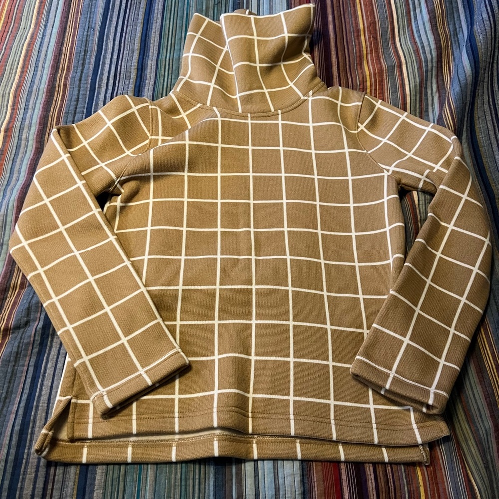 J Crew Plaid Turtleneck Sweater - Tan